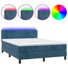 vidaXL Sommier &agrave; lattes de lit avec matelas LED Bleu fonc&eacute; 140x200 cm