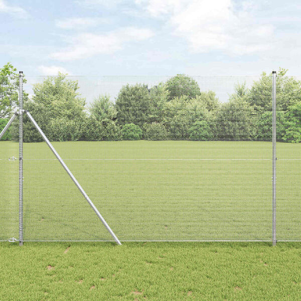 vidaXL Cl&ocirc;ture en fil soud&eacute; Argent 1.6 x 25 m