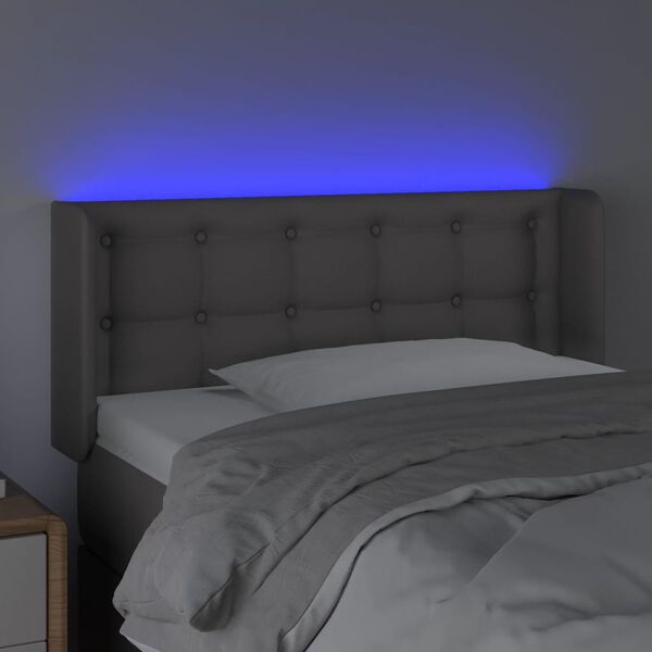 vidaXL T&ecirc;te de lit &agrave; LED Gris 93x16x78/88 cm Similicuir