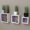 3 &Eacute;tag&egrave;res cubes murales et en MDF Blanc-Violet pour DVD/Livres