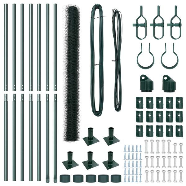 vidaXL Poteau de clôture. Vert 10 x 1,6 m (treillis de 50 mm)