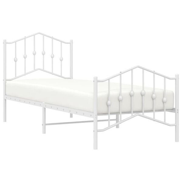 vidaXL Cadre de lit métal sans matelas avec pied de lit blanc 90x200cm