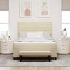 vidaXL Lit &agrave; ressorts avec matelas Cr&egrave;me 160 x 200 cm tissu