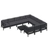 vidaXL Salon de jardin 11 pcs avec coussins Noir Bois de pin