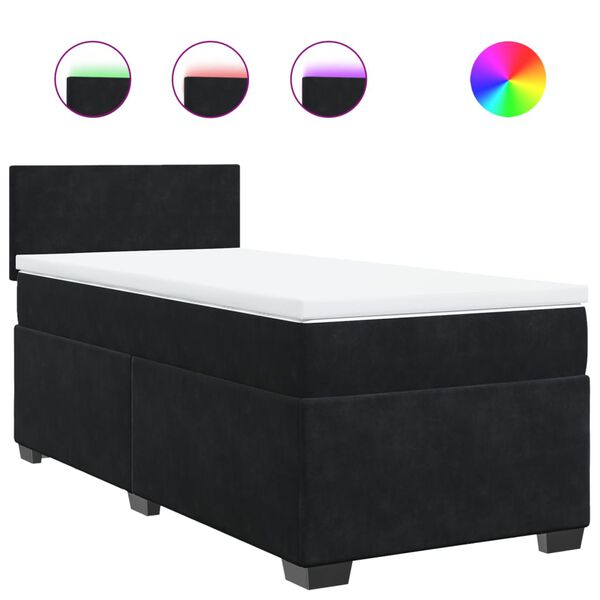 vidaXL Sommier &agrave; lattes de lit et matelas Noir 80x200 cm Velours