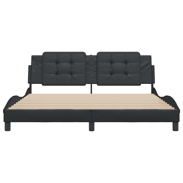vidaXL Cadre de lit sans matelas Zadar noir 180x200 cm similicuir