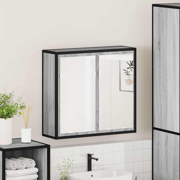 vidaXL Armoire &agrave; miroir de salle de bain sonoma gris bois d&rsquo;ing&eacute;nierie