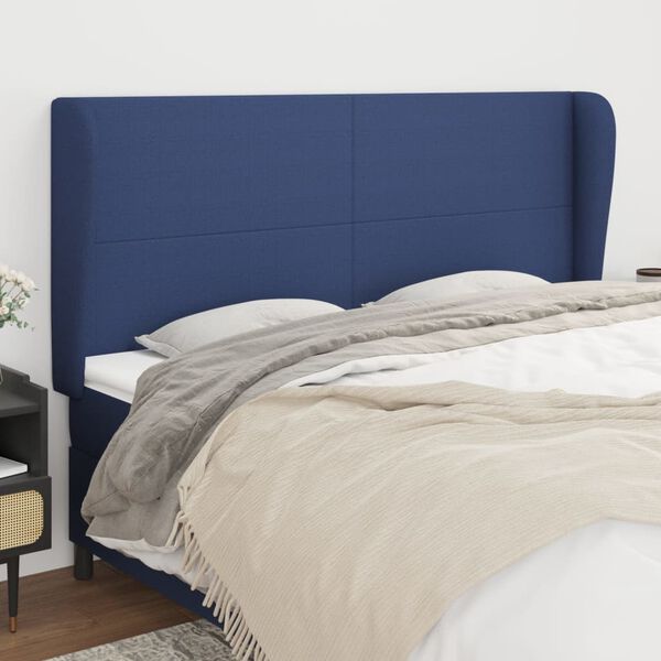 vidaXL T&ecirc;te de lit avec oreilles Bleu 183x23x118/128 cm Tissu