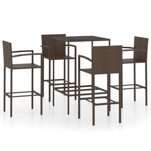 vidaXL Ensemble de bar de jardin 5 pcs R&eacute;sine tress&eacute;e Marron