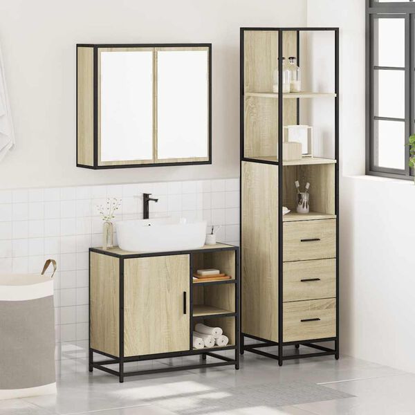 vidaXL Ensemble de meubles de salle de bain 3 pcs ch&ecirc;ne sonoma