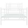 vidaXL Cadre de lit m&eacute;tal sans matelas avec pied de lit blanc 90x200cm