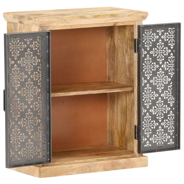vidaXL Buffet avec portes en acier 60x35x75 cm Bois de manguier solide