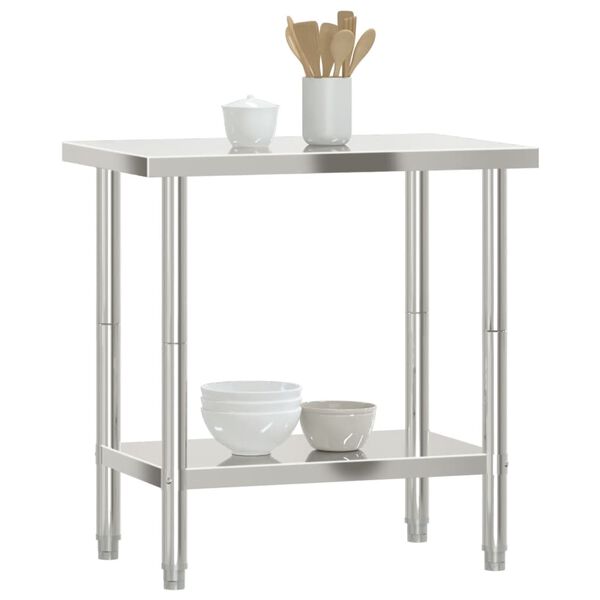 vidaXL Table de travail de cuisine 82,5x55x85 cm acier inoxydable