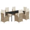 vidaXL Ensemble &agrave; manger de jardin et coussins 7 pcs beige poly rotin
