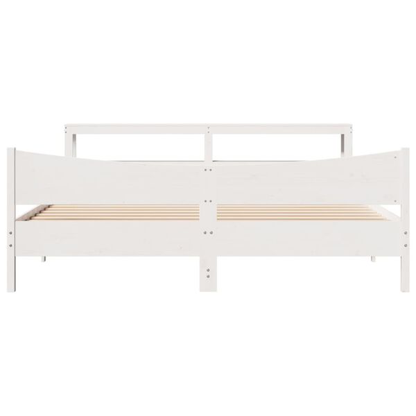 vidaXL Cadre de lit et t&ecirc;te de lit blanc 200x200 cm bois de pin massif