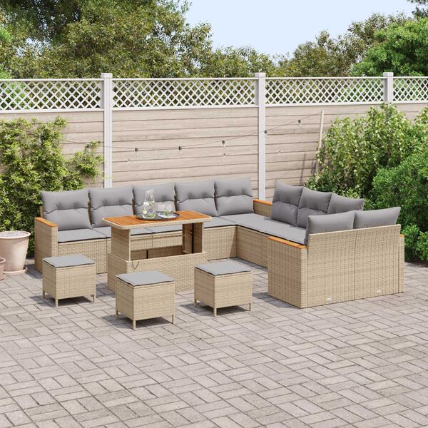 vidaXL Ensemble de canap&eacute; de jardin 18 pcs Beige et Gris clair