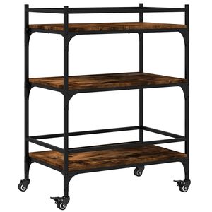 vidaXL Chariot de cuisine ch&ecirc;ne fum&eacute; 65x40x86,5 cm bois d'ing&eacute;nierie