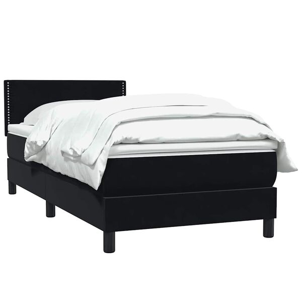 vidaXL Sommier &agrave; lattes de lit avec matelas noir 90x210 cm velours