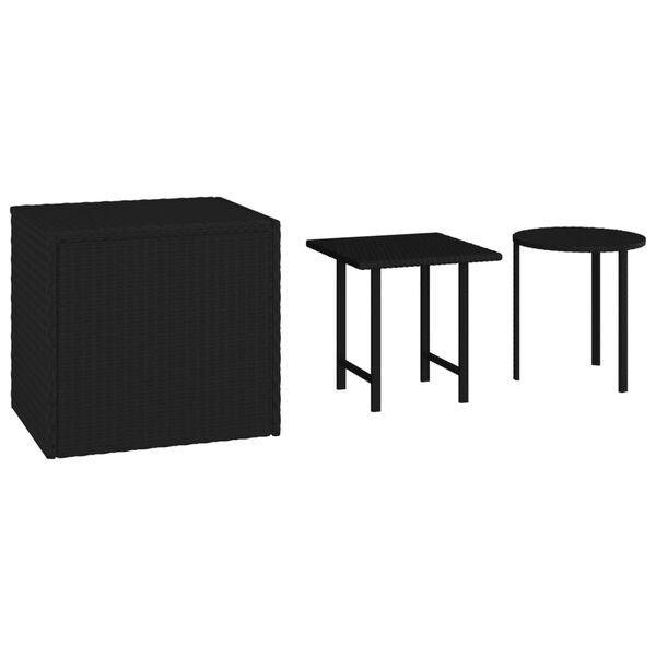 vidaXL Tables d'appoint de jardin 3 pcs noir résine tressée