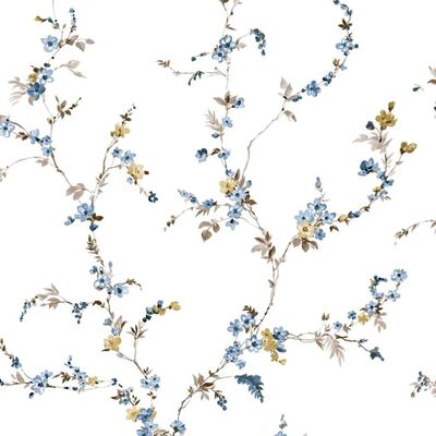 Noordwand Papier peint Blooming Garden 6 Floral Strands Blanc et bleu