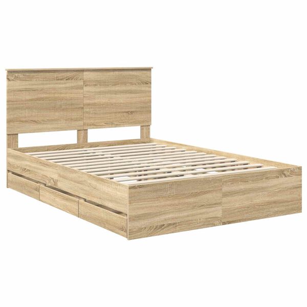 vidaXL Cadre de lit Ch&ecirc;ne Sonoma 140 x 200 cm Bois Ing&eacute;nierie