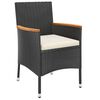 vidaXL Ensemble de bistro de jardin 3 pcs coussins noir poly rotin