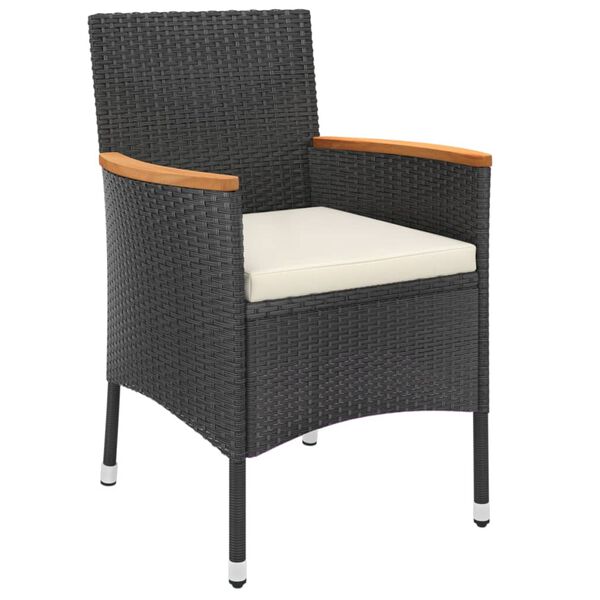 vidaXL Ensemble de bistro de jardin 3 pcs coussins noir poly rotin