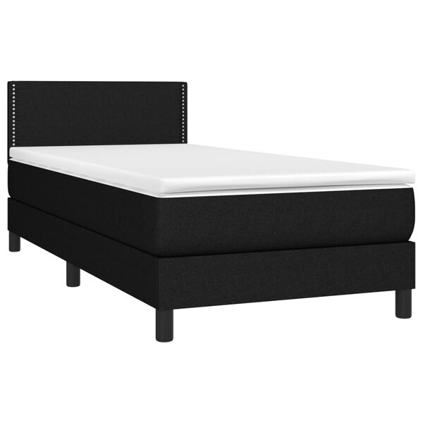 vidaXL Sommier &agrave; lattes de lit avec matelas et LED Noir 80x200cm Tissu