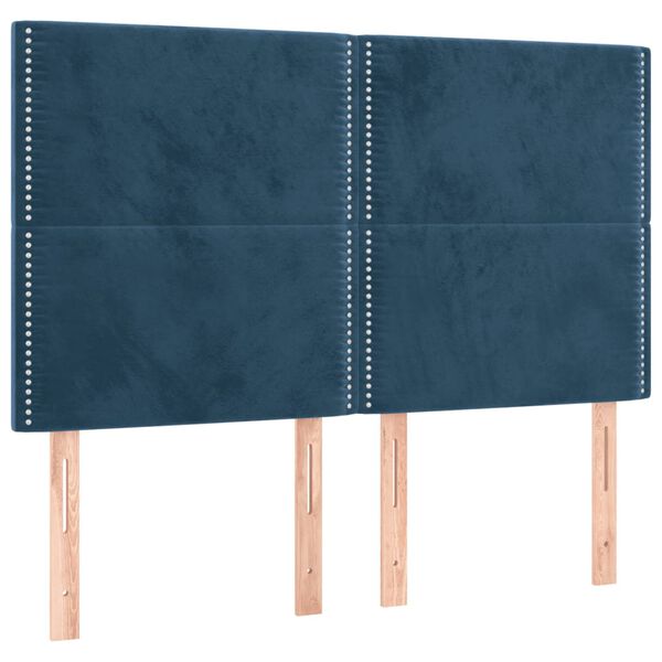 vidaXL T&ecirc;te de lit &agrave; LED Bleu fonc&eacute; 144x5x118/128 cm Velours