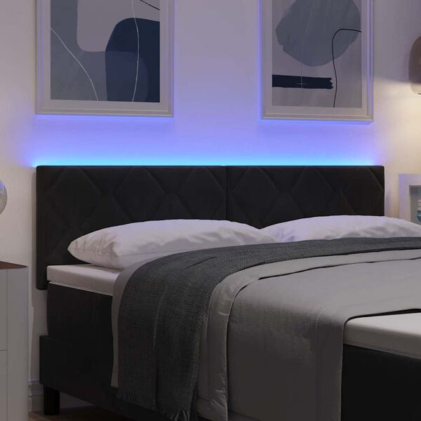 vidaXL T&ecirc;te de lit LED Noir 144 cm Cuir synth&eacute;tique