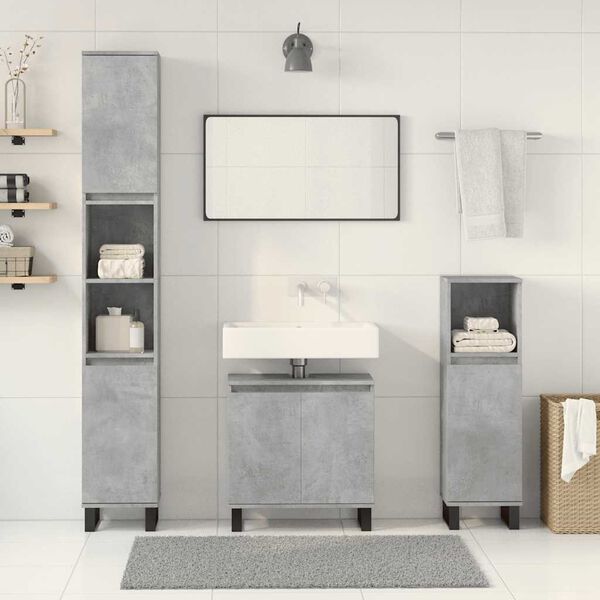 vidaXL Ensemble de meubles de salle de bain 3 pcs gris b&eacute;ton