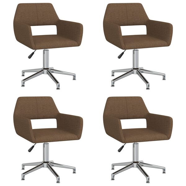 vidaXL Chaises pivotantes &agrave; manger lot de 4 marron tissu