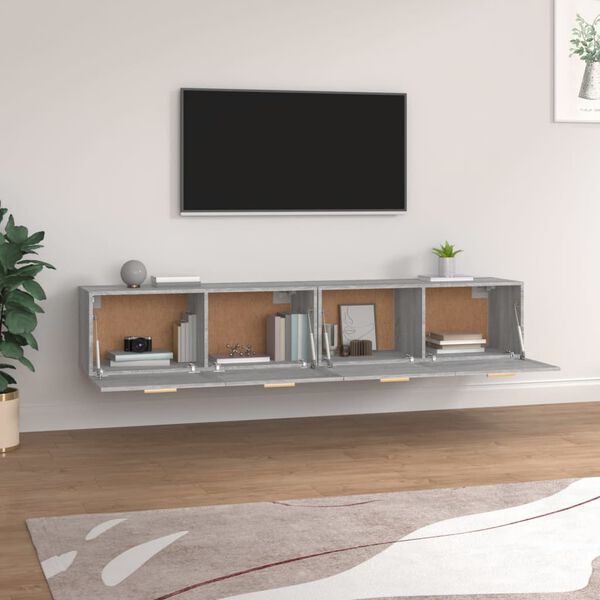 vidaXL Armoires murales 2 pcs Sonoma gris 100x36,5x35 cm
