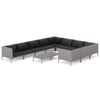 vidaXL Salon de jardin 11 pcs avec coussins R&eacute;sine tress&eacute;e Gris fonc&eacute;