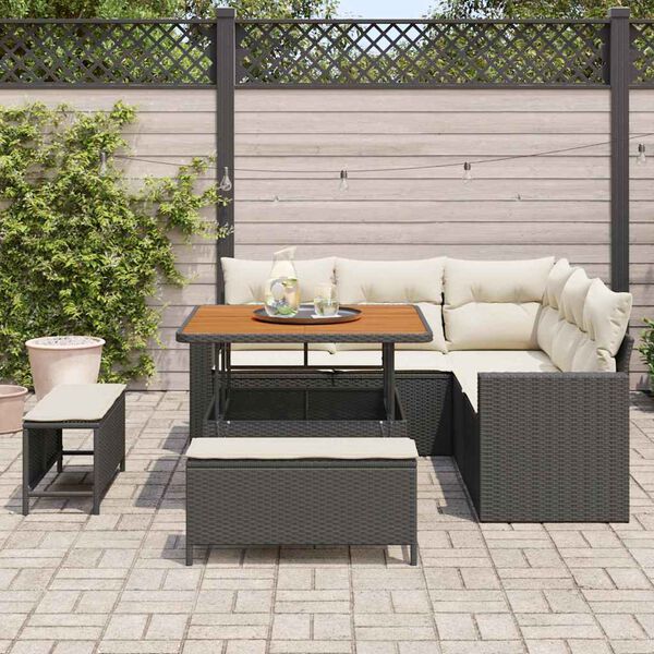 vidaXL Ensemble de canap&eacute; de jardin 8 pcs Noir polyrotin