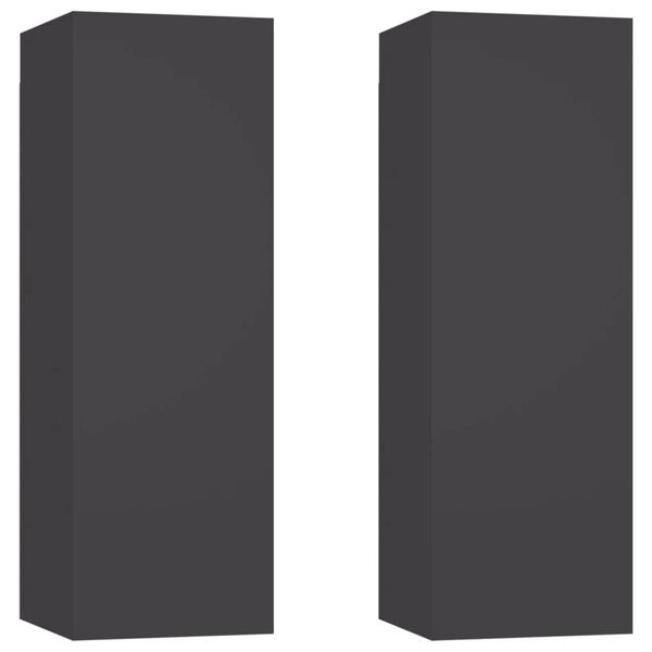vidaXL Meubles TV 2 pcs Gris 30,5x30x90 cm Bois d&rsquo;ing&eacute;nierie
