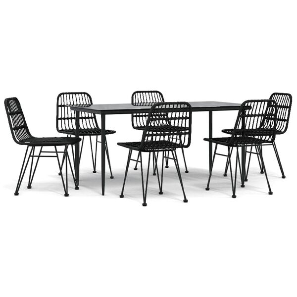 vidaXL Ensemble &agrave; manger de jardin 7 pcs Noir R&eacute;sine tress&eacute;e