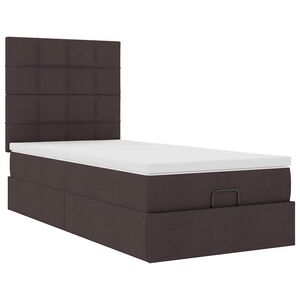vidaXL Cadre de lit ottoman avec matelas marron fonc&eacute; 80x200 cm tissu