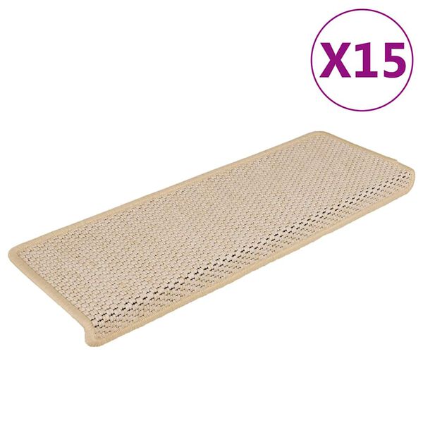 vidaXL Tapis d'escalier autocollants 15 pcs 65x21x4 cm Berber