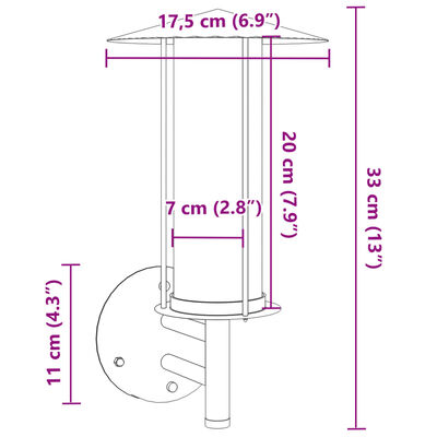 vidaXL Applique murale d'extérieur argenté acier inoxydable