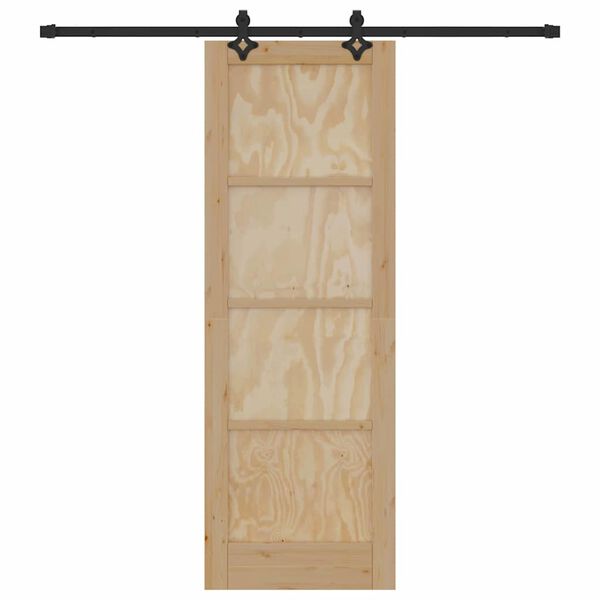 vidaXL Porte coulissante Naturel et Noir 73,5 x 211 cm Pin massif