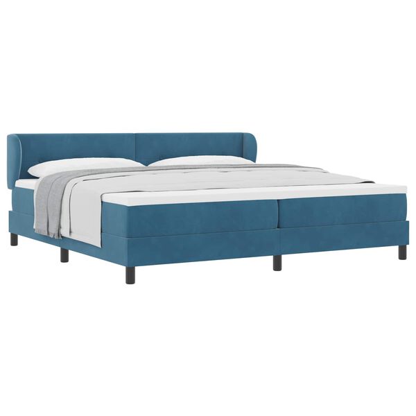 vidaXL Lit &agrave; ressorts avec matelas Bleu fonc&eacute; 200 x 200 cm Velours