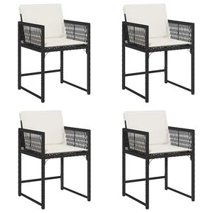 vidaXL Chaises de jardin lot de 4 avec coussins noir r&eacute;sine tress&eacute;e