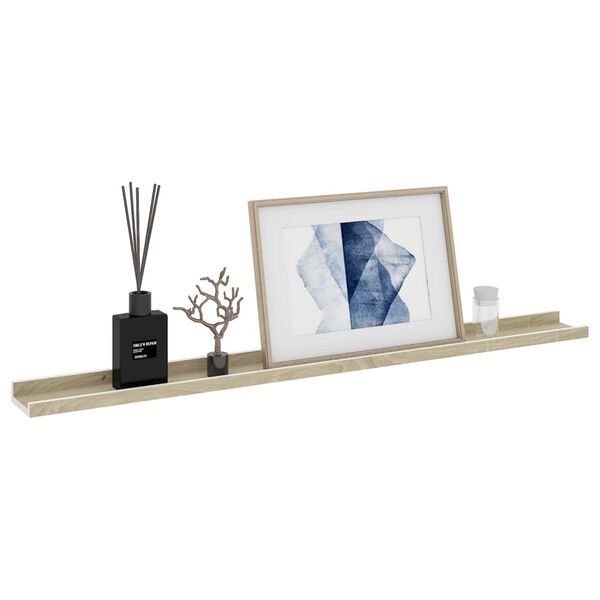 vidaXL &Eacute;tag&egrave;res murales 2 pcs blanc et ch&ecirc;ne sonoma 100x9x3 cm