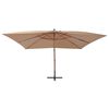 vidaXL Parasol de jardin en porte-à-faux avec mât en bois taupe
