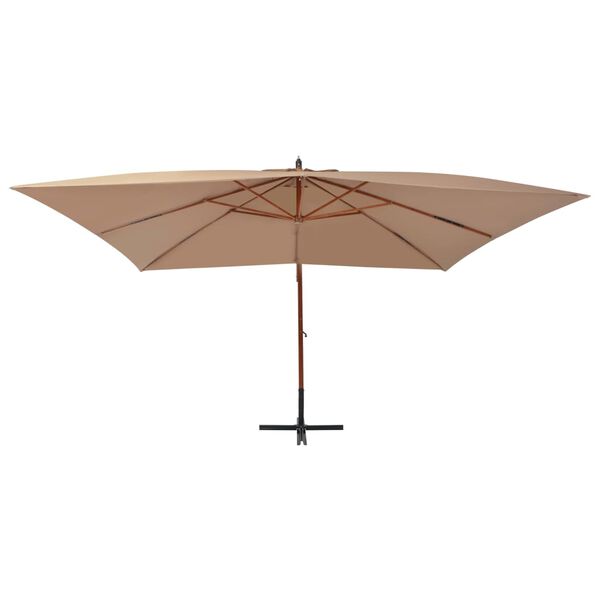 vidaXL Parasol de jardin en porte-à-faux avec mât en bois taupe