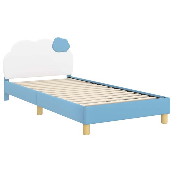 vidaXL Cadre de lit pour enfants avec t&ecirc;te de lit Bleu 90 x 190 cm PU