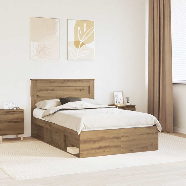 vidaXL Cadre de lit Ch&ecirc;ne artisan 120 x 190 cm Bois de pin massif