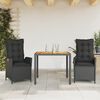 vidaXL Ensemble &agrave; manger de jardin avec coussins 3 pcs Noir
