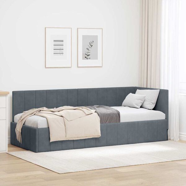 vidaXL Cadre de lit d'angle Gris fonc&eacute; 80 cm x 200 cm Velours